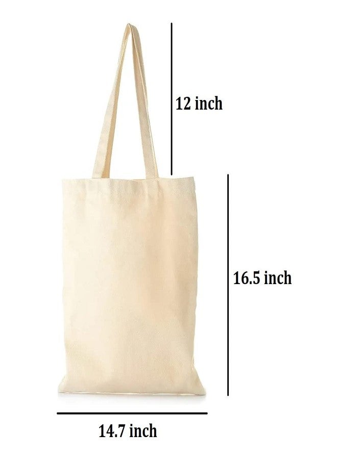 Mluffy Washable Organic Cotton Canvas Fashionable Tote Plain Carry Bag | Lightweight Medium Reusable Grocery Shopping Cloth Bag for Girl's and Men's (Off White) (Pack Of 2) - Image 2