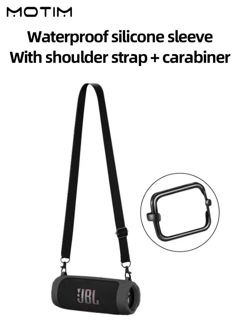 Motim JBL FLIP 6 Bluetooth Speaker Silicone Case, Waterproof Carrying Case, Portable Travel Storage Bag With Shoulder Strap and Carabiner  - Image 4
