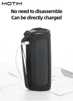 موتيم حقيبة سيليكون لمكبر الصوت JBL FLIP 6 مكبر الصوت JBL FLIP 6 بتقنية البلوتوث، حقيبة حمل مقاومة للماء، حقيبة تخزين محمولة للسفر مع حزام كتف وحلقة تسلق  - Image 3
