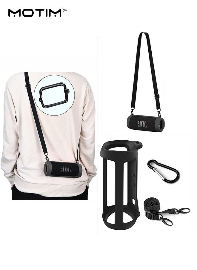 Motim JBL FLIP 6 Bluetooth Speaker Silicone Case, Waterproof Carrying Case, Portable Travel Storage Bag With Shoulder Strap and Carabiner  - Image 1