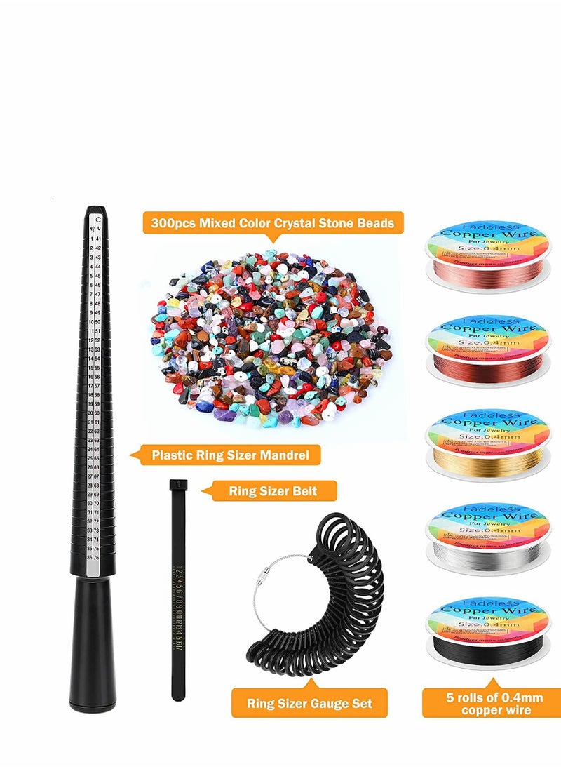 KASTWAVE - Ring Making Kit Size Measurement Tool With Core Finger Jewelry Thread And Crystal Gem Beads For Diy - Image 1