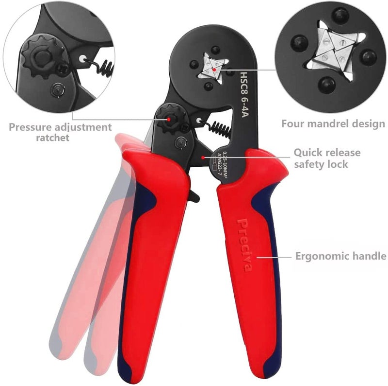 Preciva Ferrule Crimping Tool Kit, Preciva AWG23-7 Self-adjustable Ratchet Wire Crimping Tool Kit Crimper Plier Set with 1200PCS Wire Terminals Crimping Connectors Wire End Ferrules - Image 3