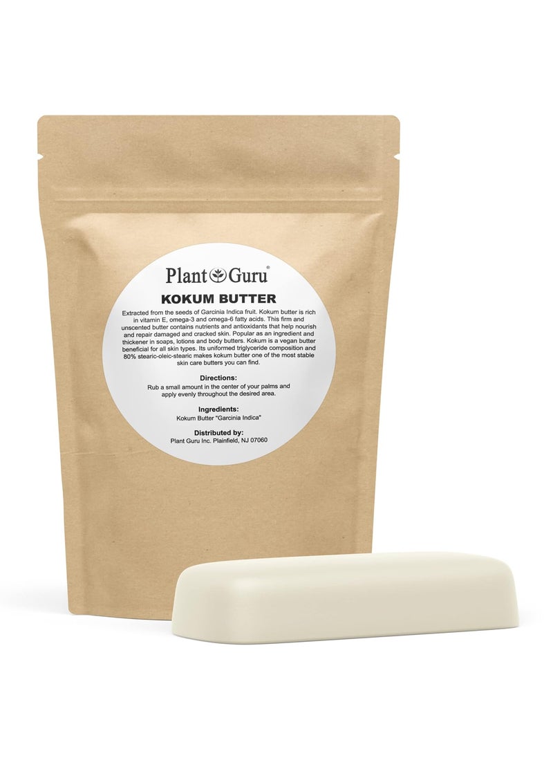 Plant Guru Raw Kokum Butter 8 oz Bar 100 Pure Natural  Great for Skin Body and Hair Moisturizer DIY Creams Balms Lotions and Soap Making 