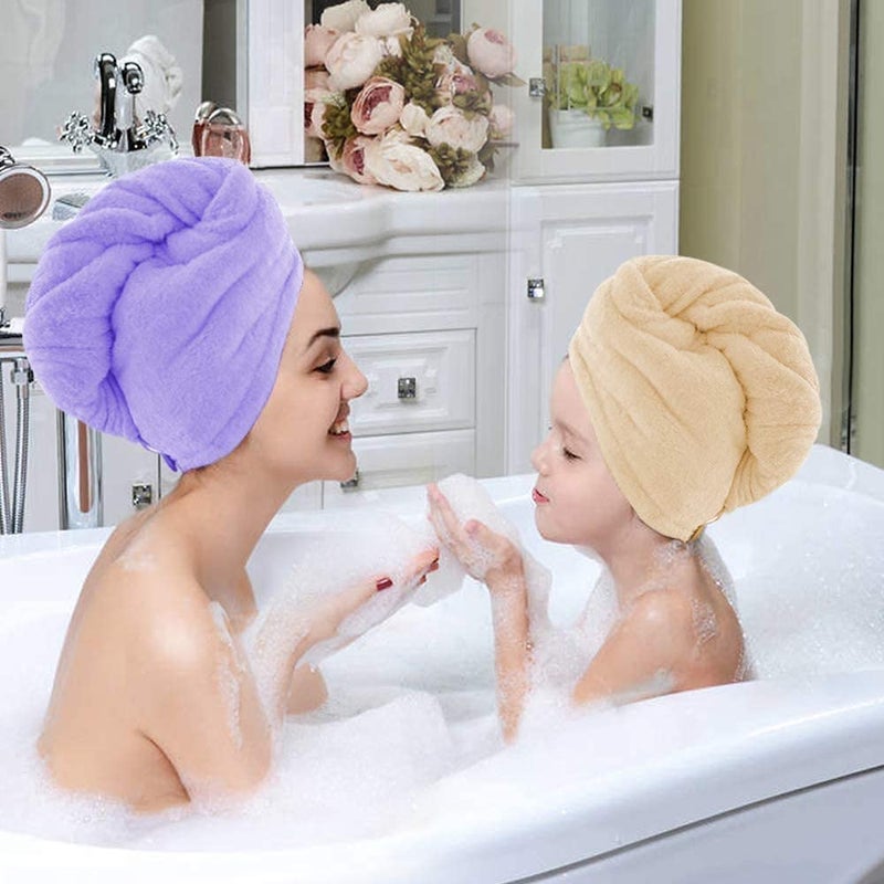 Dhavl Hair Towel Wrap Absorbent Towel HairDrying Bathrobe Magic Hair Warp Towel Super QuickDrying Microfiber 500 GSM Bath Towel Hair Dry Cap Salon Towel Multicolor - Image 2