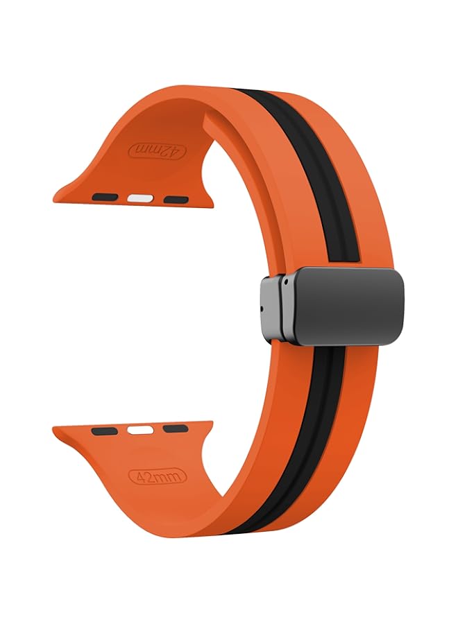 Magnetic Buckle Silicone Band Compatible with Apple watch Series 10 | Ultra 2 | 9 | 8 Ultra | 8 | 7 | 6 49/46/45/44/42 mm, Midline double color Strap  - Image 2