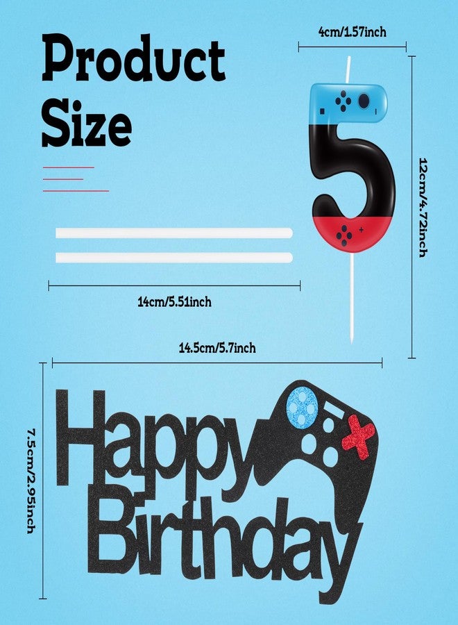 iNINGER Red Blue Level Video Birthday Candles,Level 2 Number Birthday Cake Topper Decorations - Image 2