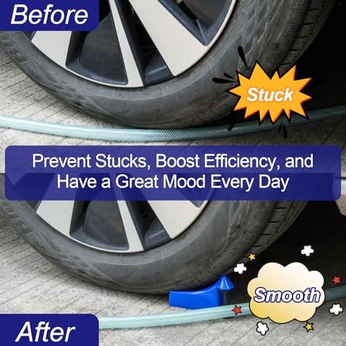 SYFLHYP 4 Pcs Car Tires Hose Guides Roller for Car Washing, Premium Tire Hose Roller Preventing Stucking and Snagging Under Tires, Detailing Accessories for Car, Motorcycle and Truck Washing(Blue) - Image 4