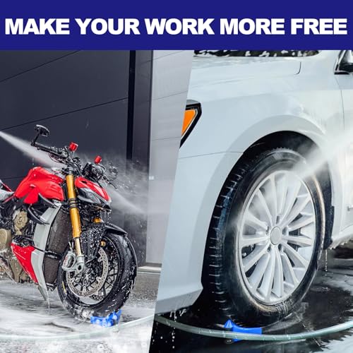 SYFLHYP 4 Pcs Car Tires Hose Guides Roller for Car Washing, Premium Tire Hose Roller Preventing Stucking and Snagging Under Tires, Detailing Accessories for Car, Motorcycle and Truck Washing(Blue) - Image 5