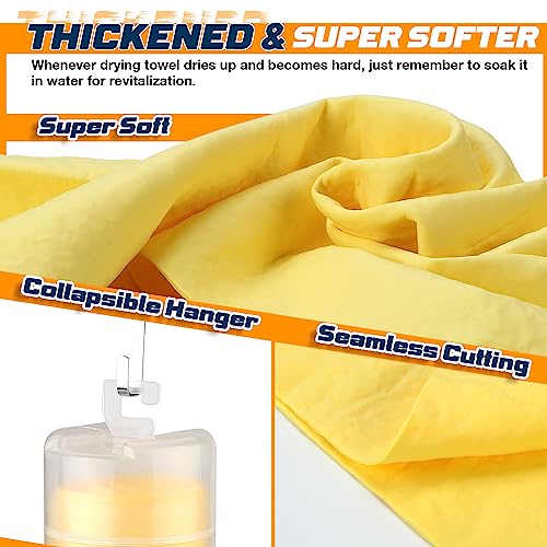 Idemeet Premium Absorbent Car Drying Towel, 2 Pack 26''x17'' Super Soft Shammy Towel for Vehicle, Reusable Chamois Cloth for Car Drying, Dust Remove, Bathroom, Scratch/Spot/Streak Free, Yellow & Blue - Image 4
