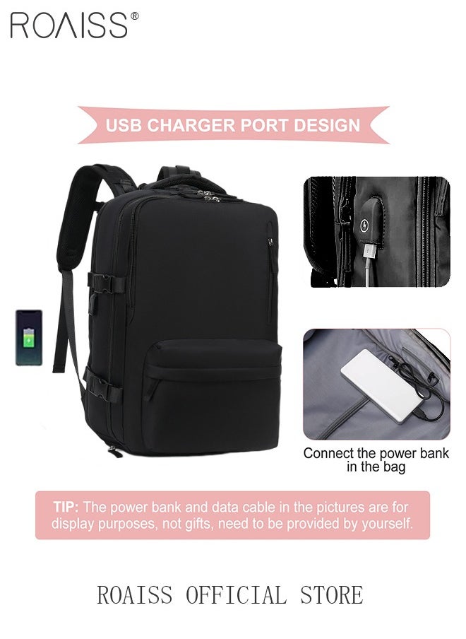 رويس حقيبة ظهر للسفر للرجال والنساء مع منفذ شحن USB وحجرة للأحذية وحقيبة ظهر للكمبيوتر المحمول مقاس 15.6 بوصة وحقيبة مدرسية جامعية معتمدة للطيران وحقيبة ظهر يومية غير رسمية لعطلة نهاية الأسبوع والمشي لمسافات طويلة  - Image 4