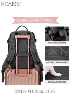 roaiss Travel Backpack for Men Women Carry on Backpack with USB Charging Port Shoe Compartment 15.6 Inch Laptop Backpack Flight Approved College School Bag Casual Daypack for Weekender Business Hiking  - Image 5