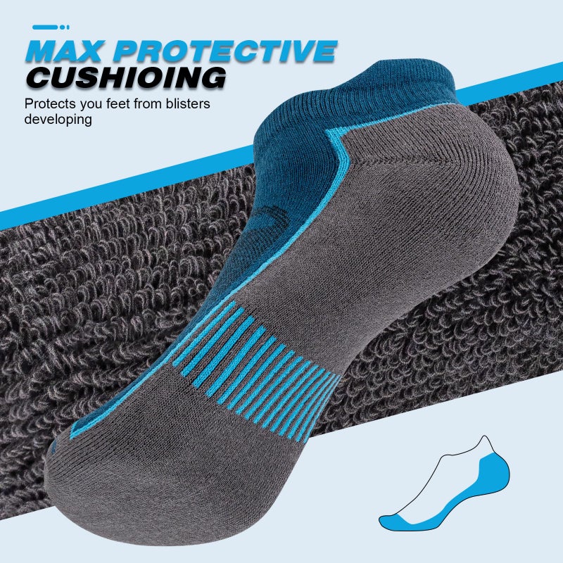 Cirorld Mens Ankle Running Socks, Athletic Cushioned Low Cut Moisture Wicking Cotton Short Sports Socks, 6 Pairs - Image 5