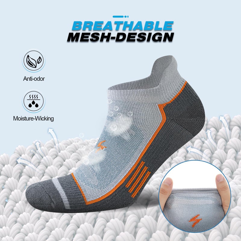 Cirorld Mens Ankle Running Socks, Athletic Cushioned Low Cut Moisture Wicking Cotton Short Sports Socks, 6 Pairs - Image 4