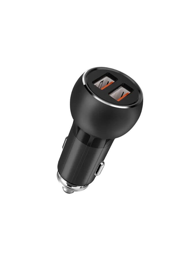 LDNIO C503Q High Quality Fast Car Charger Dual USB Port 36W Auto-ID With Lightning USB Cable - Grey Black  - Image 2