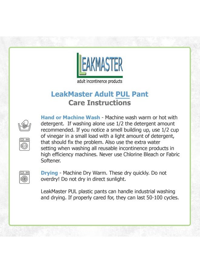 Leakmaster Adult PUL Waterproof Pants - Soft, Quiet, Breathable, Durable Adult Plastic Pants. Generous Cut/Fit for Use with Cloth Diapers - White, X-Large Best Fits 42-48 Inch Waist (1 Pack)  - Image 3