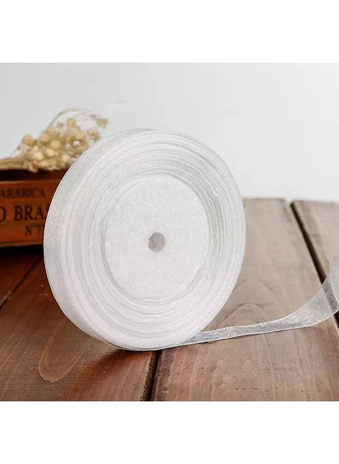 Zeemey 6 Rolls Sheer Chiffon Ribbon 0.78 inch x 49 yards (Total 300 yards),Organza Satin Ribbon Transparent Chiffon Ribbon For Wrapping Decorating  Wedding Birthday Bouquet Garland  - Image 5