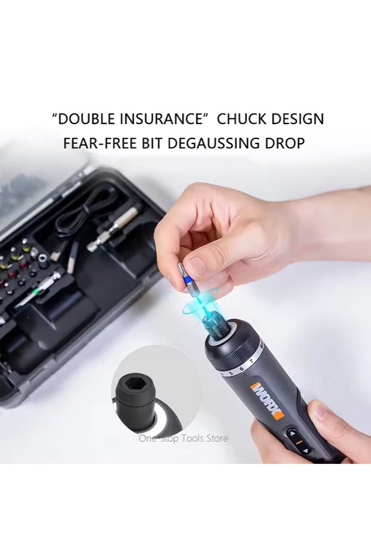 Worx 4V Electrical Screwdriver Sets WX242 Smart Cordless Electric Screwdrivers SDS Chuck USB Rechargeable 30 Bit Sets - Image 3