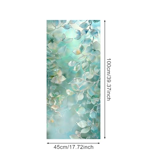 IVN Stained Glass Window Film 17.7x39.3 inch Delicate Flower Decorative Window Privacy Film Stained Decals Static Cling Sun Blocking Decor for Home Office Windows Door Glass Partitions - Image 3