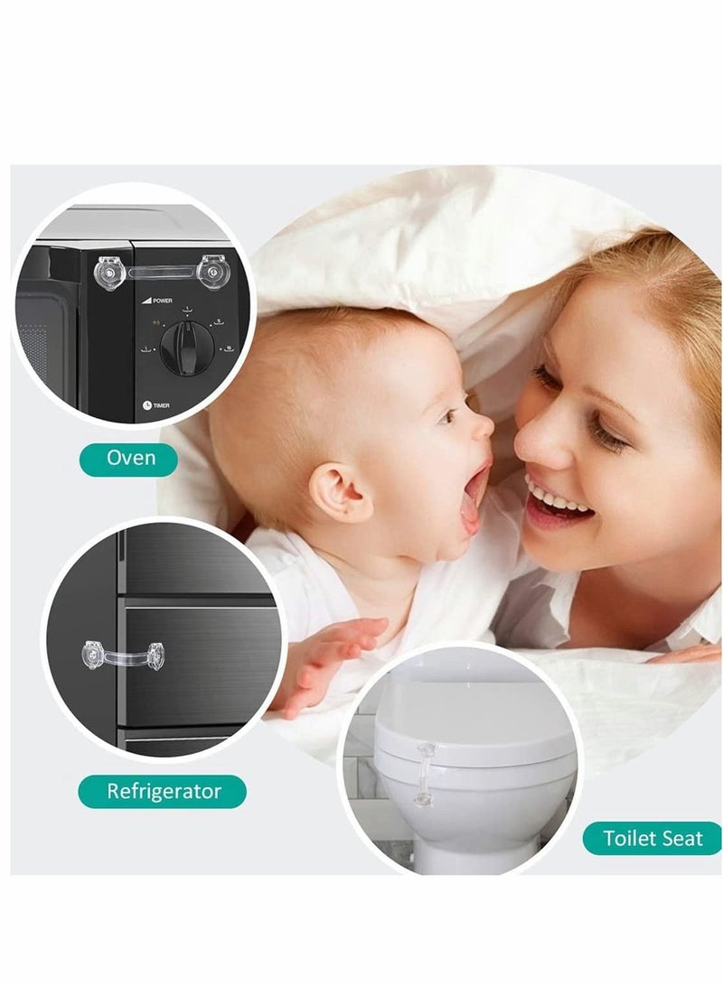 SYOSI 10 Pack Child Safety Locks, Baby Safety Lock Adjustable Child Safety Locks Transparent Child Safety Cupboard Door Lock, Non-Hole Child Lock (Long Handle + Short Handle)  - Image 5