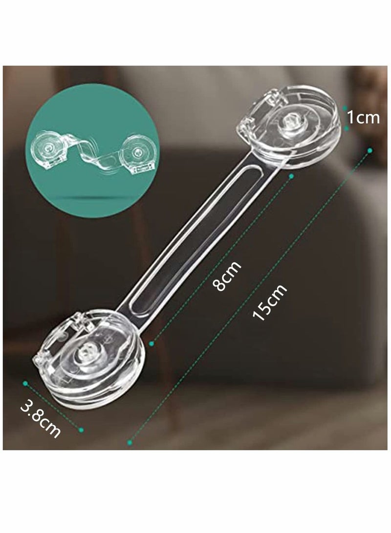 SYOSI 10 Pack Child Safety Locks, Baby Safety Lock Adjustable Child Safety Locks Transparent Child Safety Cupboard Door Lock, Non-Hole Child Lock (Long Handle + Short Handle)  - Image 2