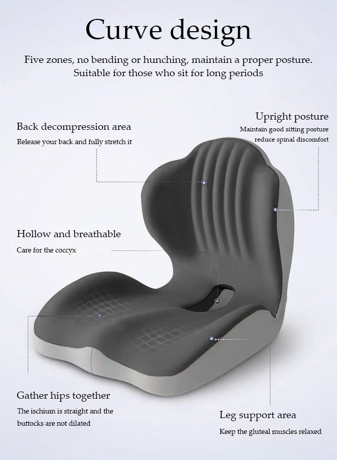 DUNISO Ergonomic Seat Cushion with Lumbar Support，Memory Foam 2 in 1 Back and Seat Cushion ，Car Chair Cushion, Office Chair Set,Multi Purpose Orthopedic Seat Pillow， Relief for Back, Hip, Leg Pain - Image 3