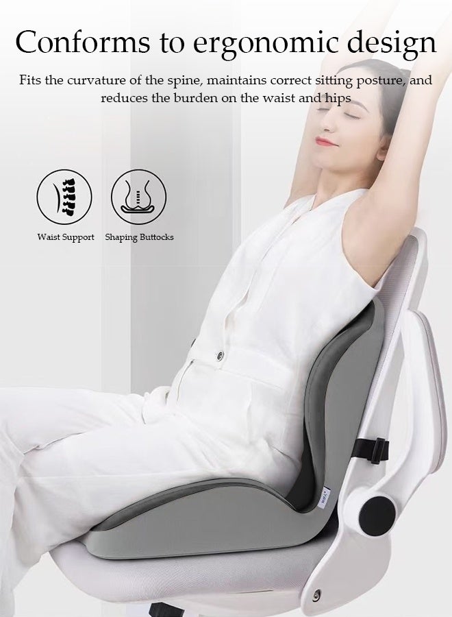 DUNISO Ergonomic Seat Cushion with Lumbar Support，Memory Foam 2 in 1 Back and Seat Cushion ，Car Chair Cushion, Office Chair Set,Multi Purpose Orthopedic Seat Pillow， Relief for Back, Hip, Leg Pain - Image 4