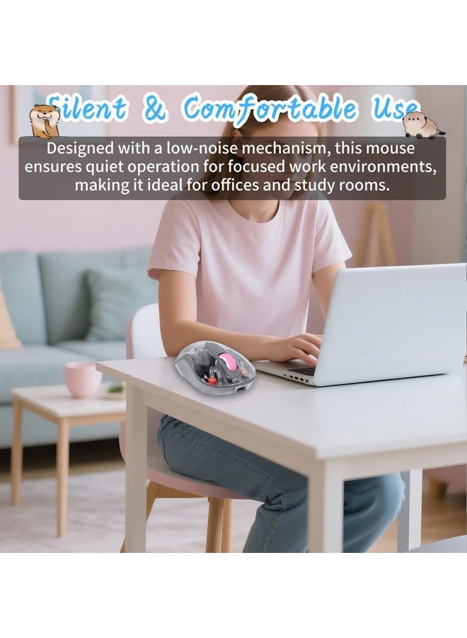 elec Space Cute Wireless USB C Mouse - Bluetooth Triple Mode Rechargeable Cartoon Mouse for Laptops, iPads & MacBook Air/Pro - Silent Operation, Portable Design, Unique Magnetic Character (Grey) - Image 4