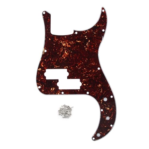 FLEOR 13 Hole P Bass Pickguard Guitar Scratch Plate Pick Guard for 4 String USA/Mexican Standard P Bass Style, 4Ply Brown Tortoise Shell - Image 1