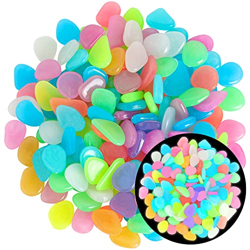 OSOPOLA 150 PCS Mixed Color Glow Rocks Luminous Stones Pebbles DIY Aquarium Garden - Image 2