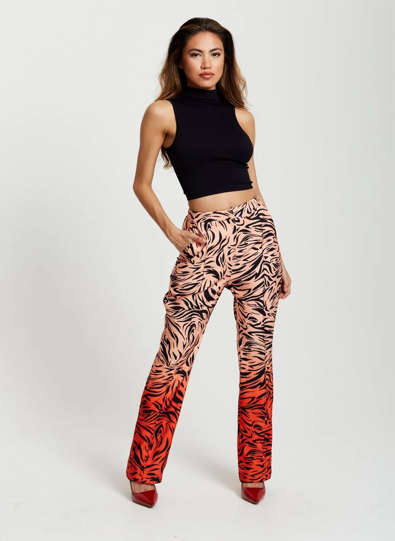 Liquorish Zebra Print Suit Trousers With Slit