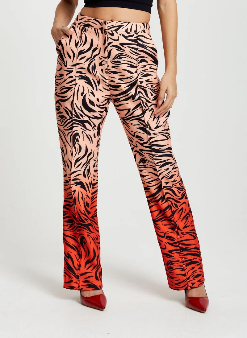 Liquorish Zebra Print Suit Trousers With Slit