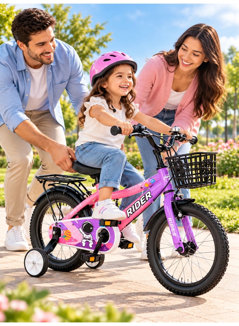 Aspire Books Rider 16-Inch Kids Bicycle with Training Wheels, Green Pink | AGE 4-7 - Image 2