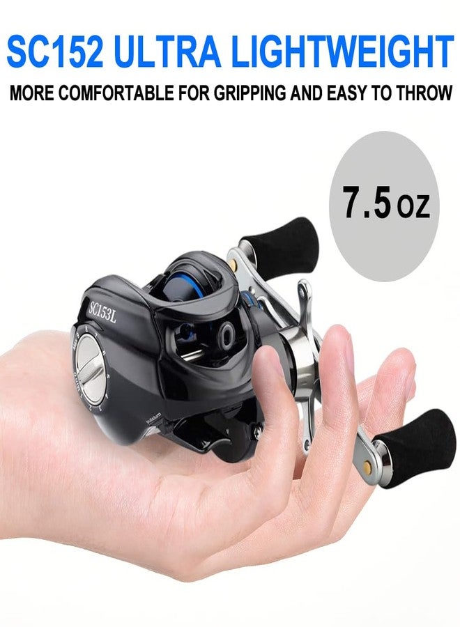 Fishdrops Baitcaster Reel 7.5 oz Light Weight & Smooth, 12.12LB Drag Magnetic Brake Baitcasting Reels, Gear Ratio 7.0:1 Affordable Low Profile Freshwater Bait Caster Fishing Reel - Image 2