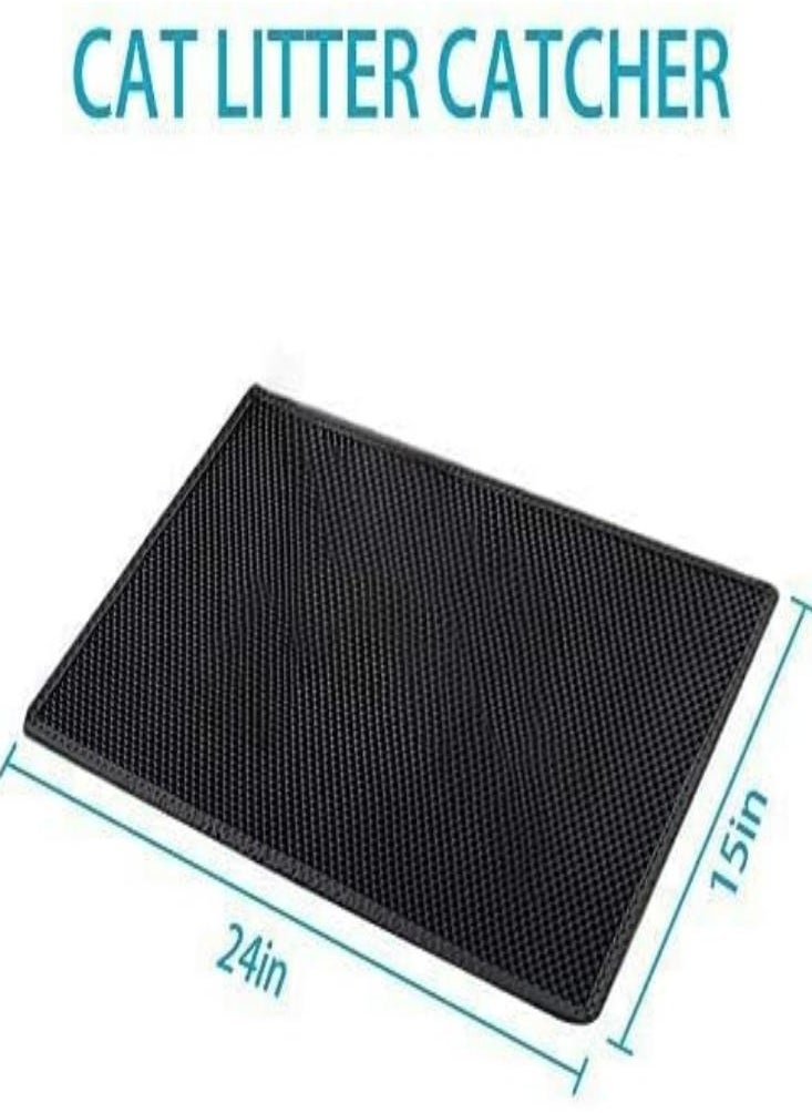 Oasisgalore - Cat Litter Box Filter Waterproof Oversized EVA Double Pet Litter Mat Black 55*57cm - Image 1