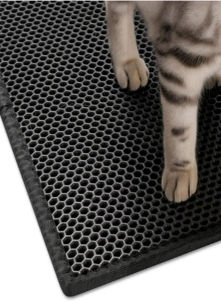 Oasisgalore - Cat Litter Box Filter Waterproof Oversized EVA Double Pet Litter Mat Black 55*57cm - Image 1