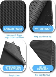 Oasisgalore Cat Litter Box Filter Waterproof Oversized EVA Double Pet Litter Mat Black 55*57cm  - Image 5