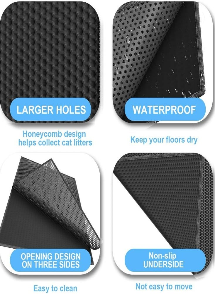 Oasisgalore - Cat Litter Box Filter Waterproof Oversized EVA Double Pet Litter Mat Black 55*57cm - Image 1