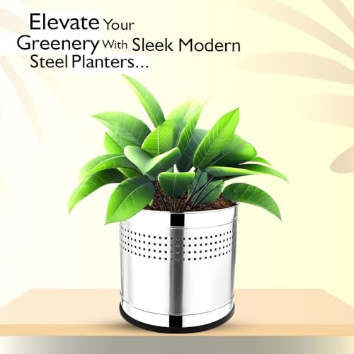mofna Stainless Steel 10X10 Inch Planter/Flower Planter/Plant Containers/Indoor Flower - Image 3