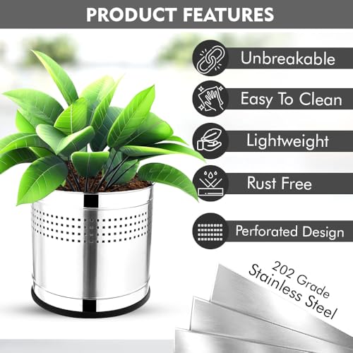 mofna Stainless Steel 10X10 Inch Planter/Flower Planter/Plant Containers/Indoor Flower - Image 4