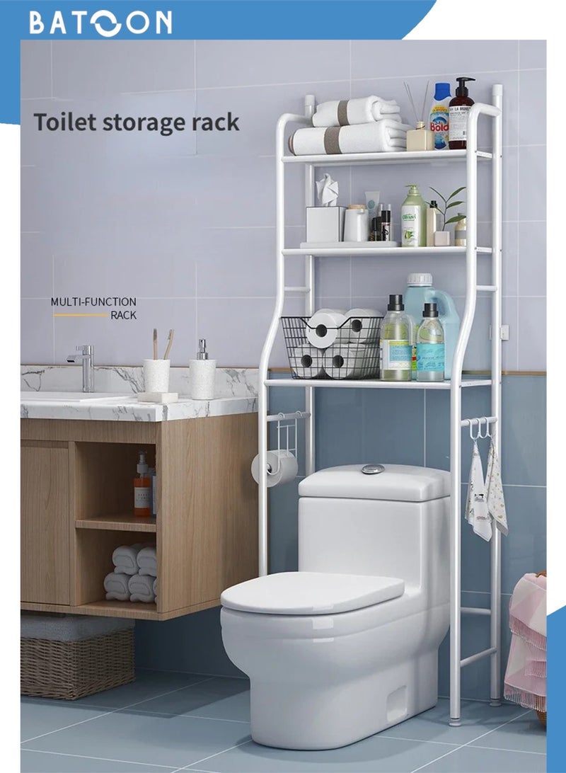 باتون رفوف حمام لتخزين المرحاض، مقاس 25×160×47 سم، لون أبيض - Image 5