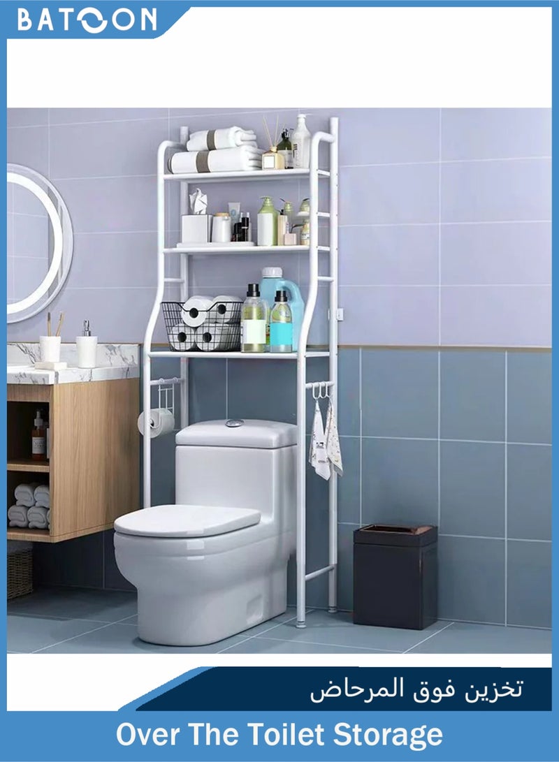باتون رفوف حمام لتخزين المرحاض، مقاس 25×160×47 سم، لون أبيض - Image 1