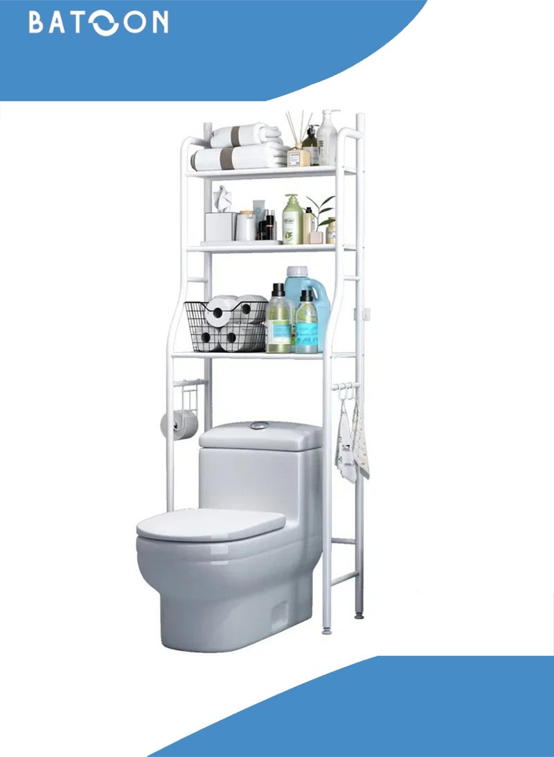 باتون رفوف حمام لتخزين المرحاض، مقاس 25×160×47 سم، لون أبيض - Image 4