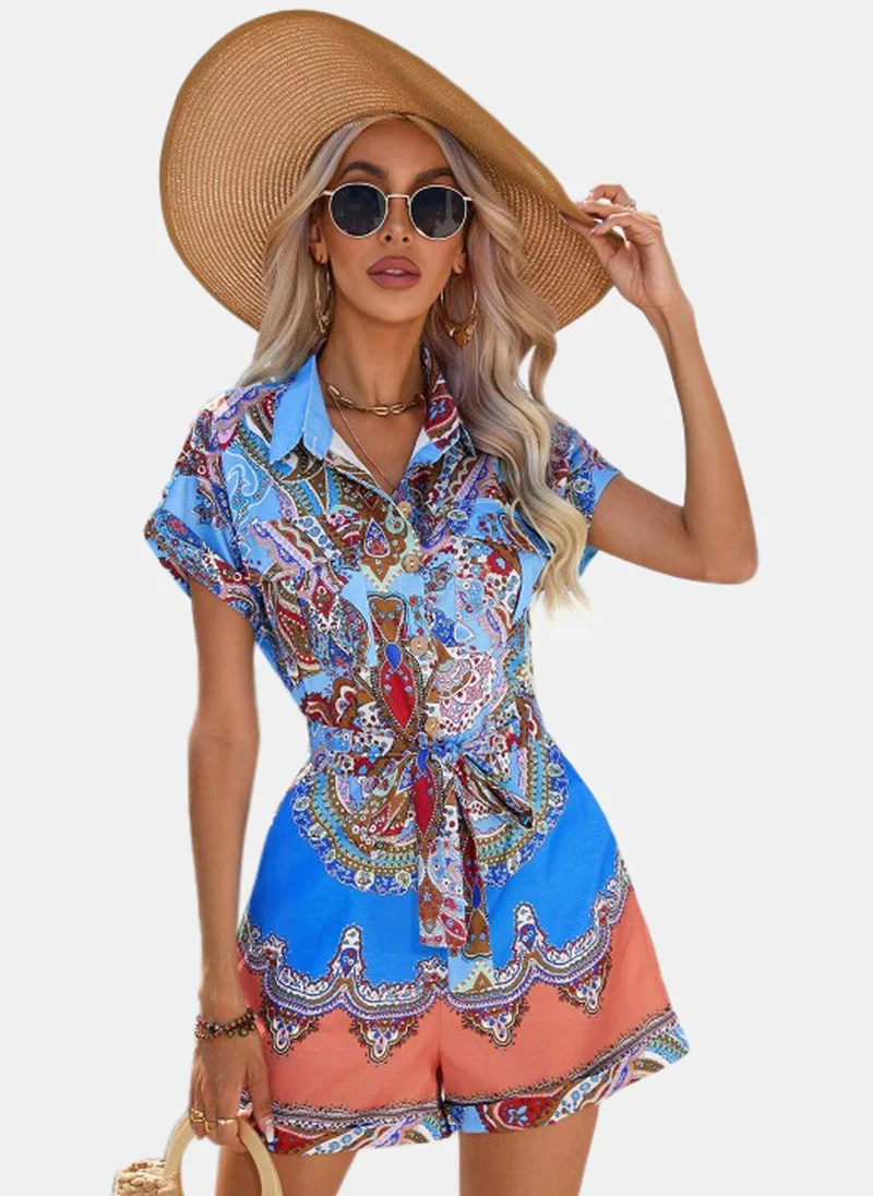 يونيكي Blue Printed Jumpsuit