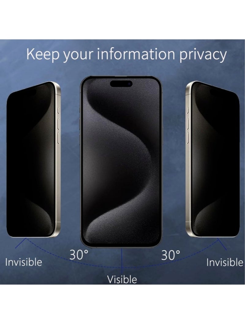 DUSALA Screen protector for iPhone 15 Pro tempered glass screen protector 9H hardness Scratch resistance full glue edge to edge anti shatter glass for iPhone 15 Pro (iPhone 15 Pro, Privacy) - Image 3