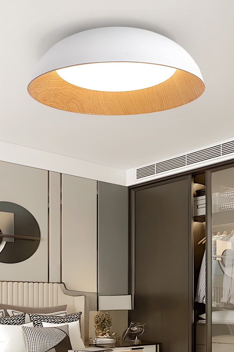 YATAI LIGHTING Modern White & Wood Round Dome LED Ceiling Light – 36W, Remote Control Dimmable, Modern Minimalist Fixture for Bedroom, Hall, Living Room.30cm - Image 5