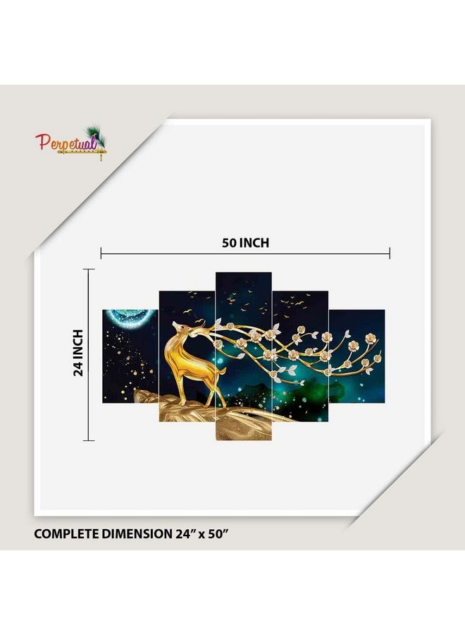 perpetual Deer Abstract Landscape Painting | Deer Painting for Living Room | Wall Decor | (125 CM X 60 CM) D4MG - Image 4
