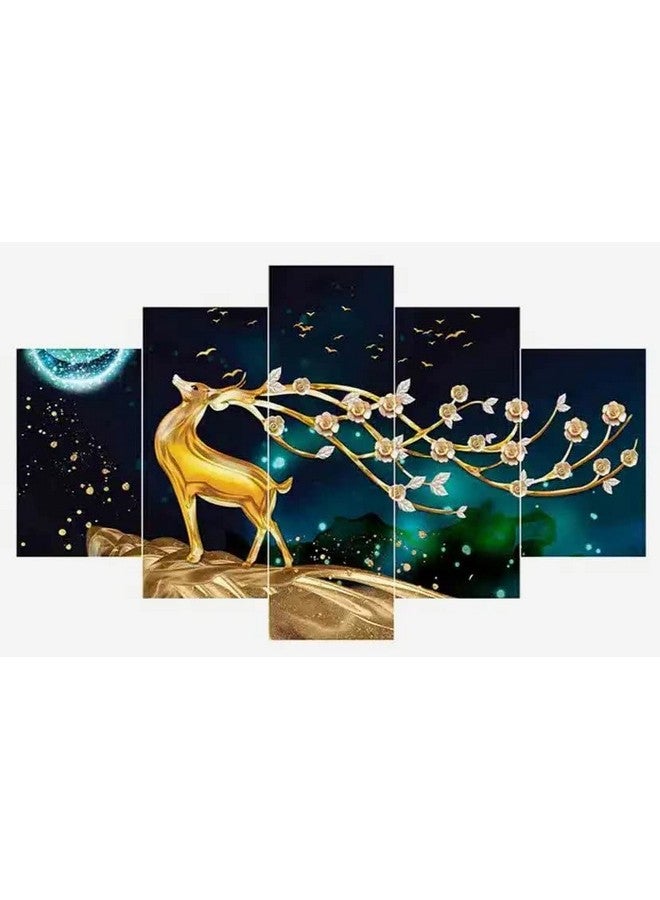 perpetual Deer Abstract Landscape Painting | Deer Painting for Living Room | Wall Decor | (125 CM X 60 CM) D4MG - Image 3