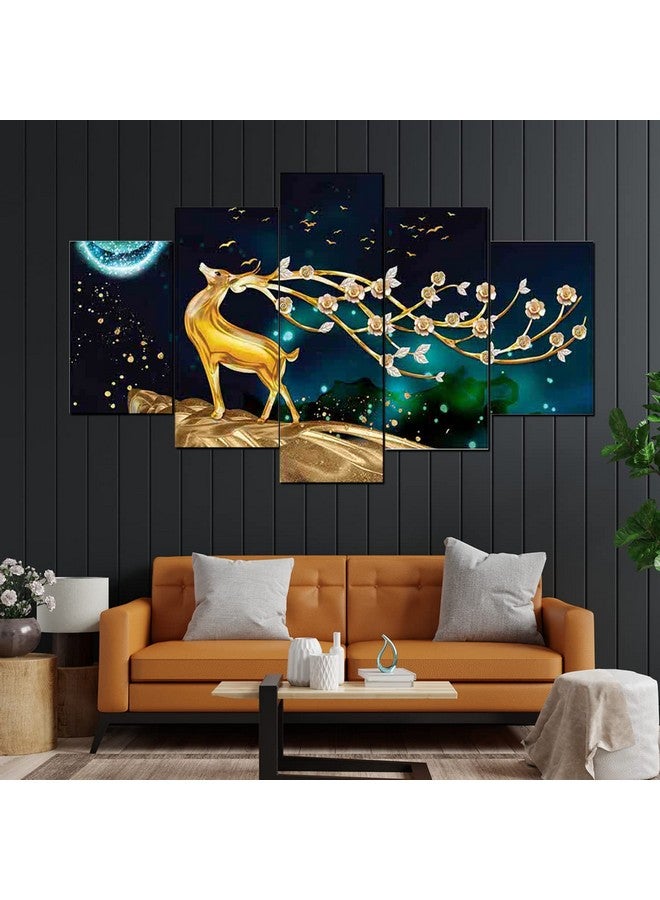perpetual Deer Abstract Landscape Painting | Deer Painting for Living Room | Wall Decor | (125 CM X 60 CM) D4MG - Image 1