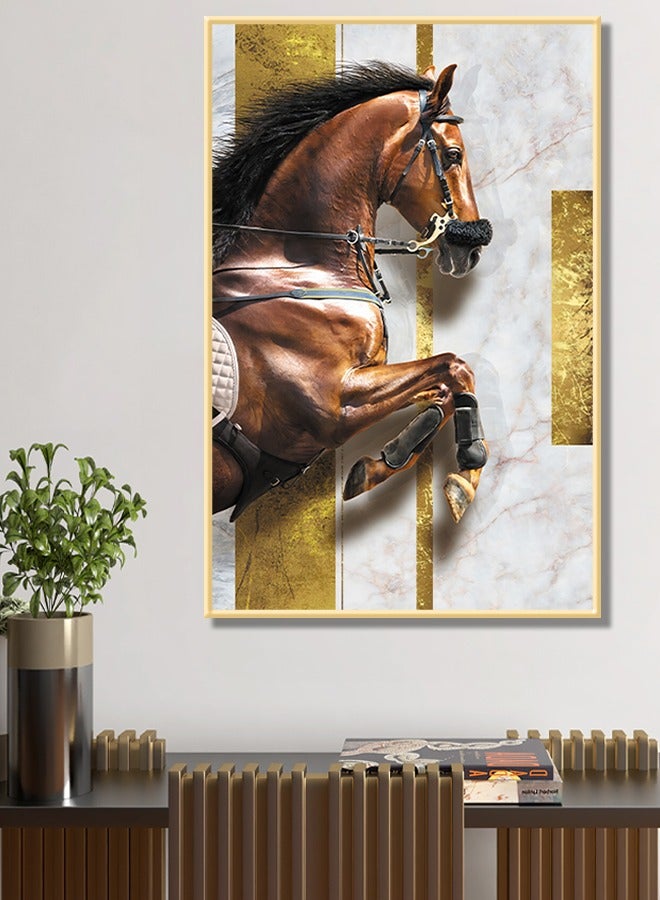 4gdran Canvas Wall Art For Wall Decoration, Horse Design,with a Hollow Frame,Size (120x80),One Piece  - Image 1