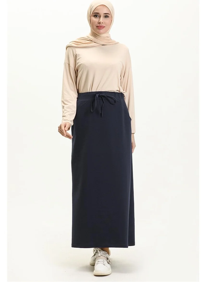 Bwest Waist Tied Pocket Sports Skirt - 0152 - Navy Blue